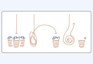 Illustration stellt Recycling, lineares und zirkuläres Wirtschaften gegenüber