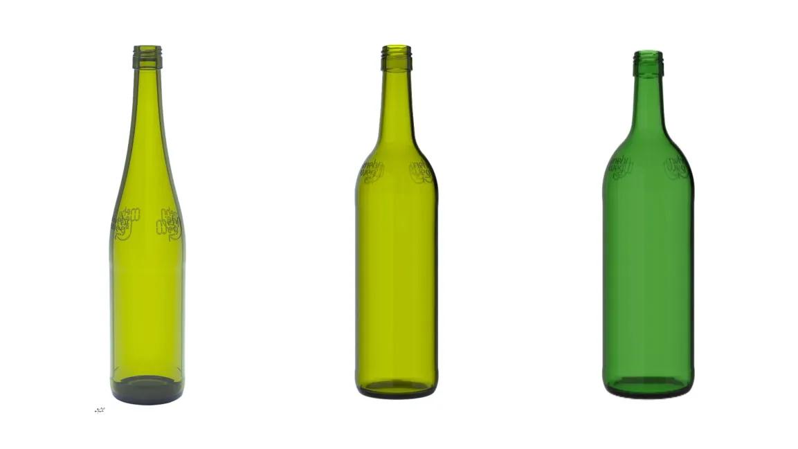 Foto verschiedener Mehrweg-Weinflaschen-Formen