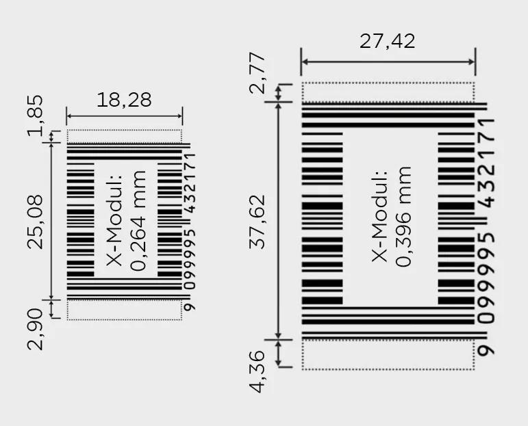 Abmessungen eines EAN-13 Strichcodes für Einweg-Flaschen