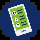 Icon zeigt Digitalen Produktpass (DPP) auf Smartphone-Bildschirm